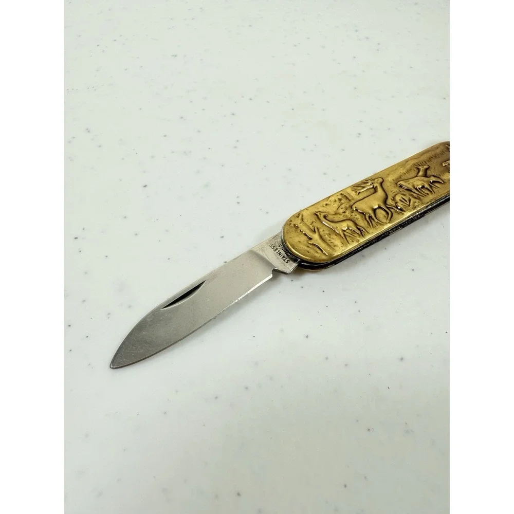 Colibri PWS-95120-C Quartz Pocket Watch & Folding Knife Elk Deer Gift Set W Case